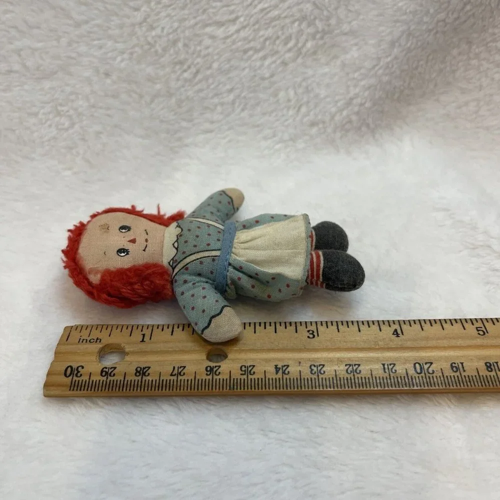 Vintage Mini Cloth Raggedy Ann Stuffed Doll w/ Removable Apron‎ 3.5